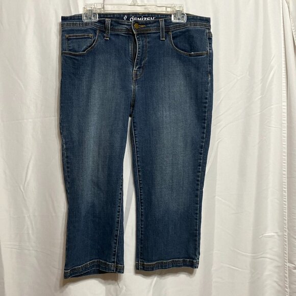 Denizen By Levi’s Capri Back Flap Pockets Women's size 14 Dark Blue Denim jeans - Picture 1 of 6